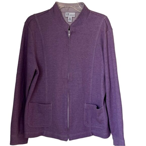 The TOG Shop Sweaters - The Tog Shop Lavender Long Sleeve Cotton Blend Sweater Zipper Jacket sz XL